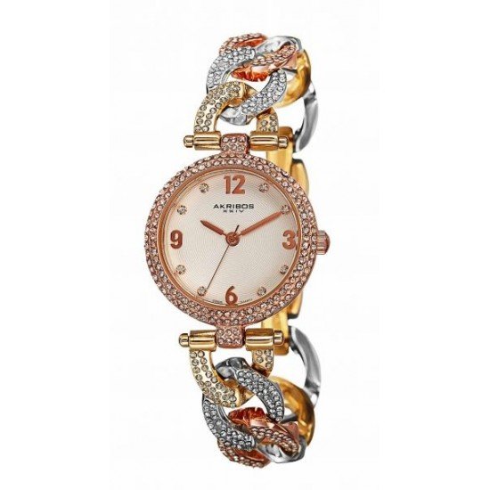 Akribos XXIV Women's Rose Gold Crystals Glamour Style Watch