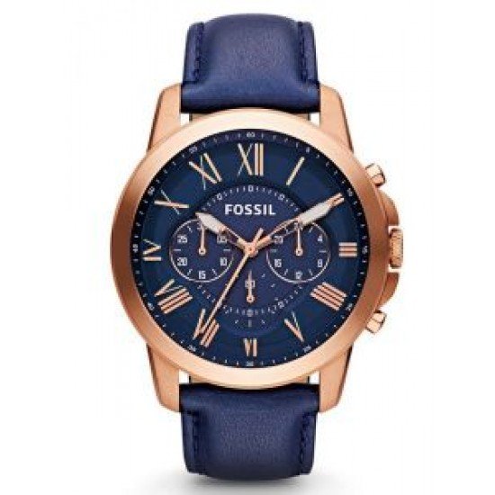 Fossil Neutra Chronograph Navy Leather Watch - Men